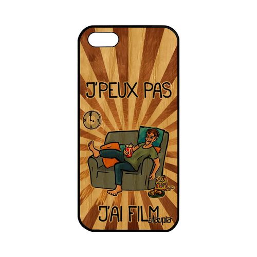 Coque Bois Pour Iphone 5 5s Se Silicone J'peux Pas J'ai Film Cinema Marron Pas Cher Tele 7e Art Je Dessin Animé Manga Etui De Apple