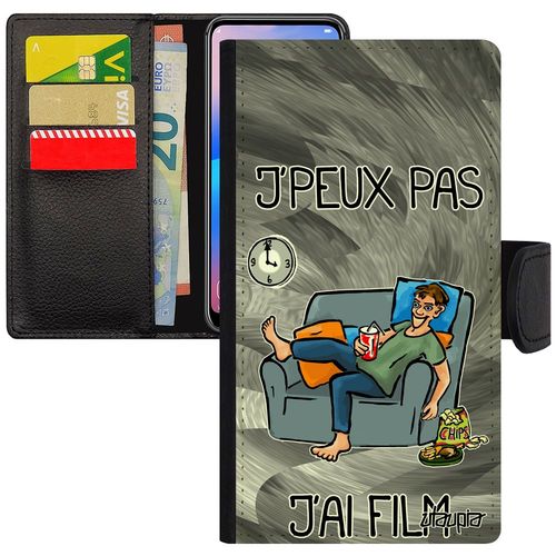 Coque Pour Iphone 8 Plus Cuir Portefeuille J'peux Pas J'ai Film Cinema Smartphone Humour Gris Housse Manga Je Drole Television