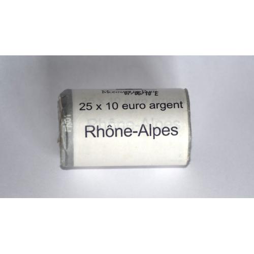 Rouleau De 25 Pièces De 10 Euros En Argent (900 Pour Mille) Région Rhône-Alpes. 1ère Série 2010