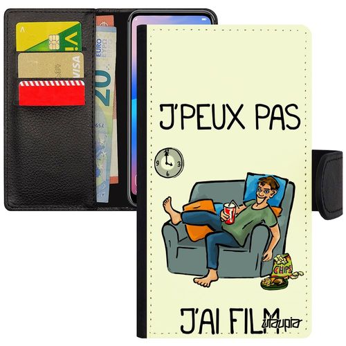 Coque Xiaomi Mi 8 Lite Cuir Silicone J'peux Pas J'ai Film Texte Bande Dessinée Humour Etui Blanc Design Dessin Animé Drole Antichoc