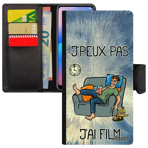 Coque Huawei P8/P9 Lite 2017 Rabat Portefeuille J'peux Pas J'ai Film Antichoc Leather Texte Dessin Dessin Animé Smartphone Manga Je