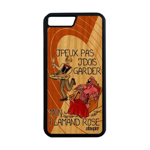 Coque Silicone Iphone 7 Plus En Bois J'peux Pas J'dois Garder Mon Flamand Rose Drole Humour Rigide Animaux Oiseau Bumper Jpeux