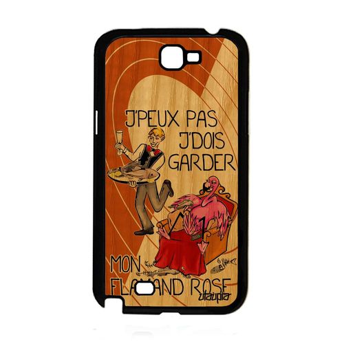 Coque Pour Samsung Galaxy Note 2 Bois Silicone J'peux Pas J'dois Garder Mon Flamand Rose Bd Portable Gt-N7105 Drole Je Cartoon Texte