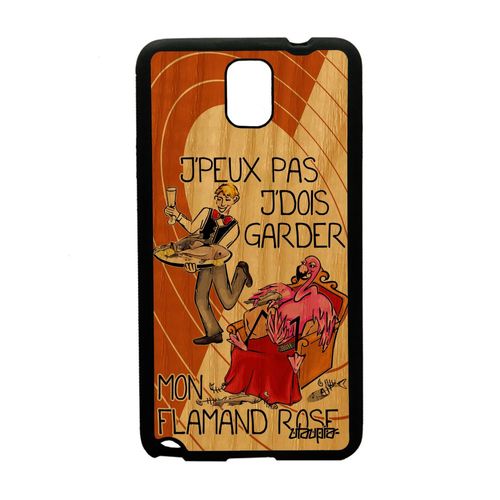 Coque Bois Silicone Pour Galaxy Note 3 J'peux Pas J'dois Garder Mon Flamand Rose Humour Telephone Animaux Oiseau Bd Antichoc Samsung