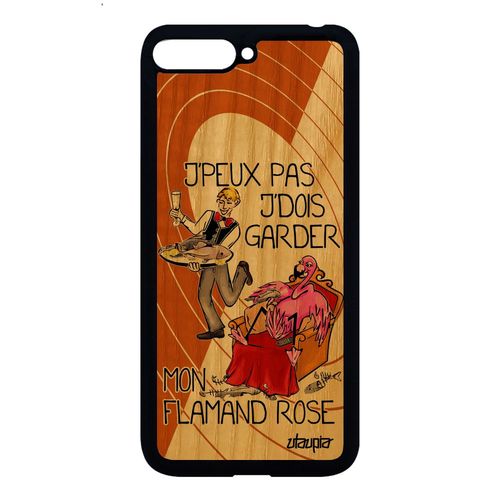Coque Huawei Y6 2018 Bois Silicone J'peux Pas J'dois Garder Mon Flamand Rose Oiseau Texte Bd Cover Telephone Humoristique Je Drole