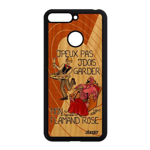 Coque Silicone J'peux Pas J'dois Garder Mon Flamand Rose Antichoc Honor 7a En Bois Et Smartphone Cartoon Humoristique Oiseau Animaux