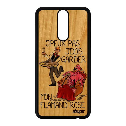 Coque En Bois J'peux Pas J'dois Garder Mon Flamand Rose Pour Huawei Mate 10 Lite Silicone Comique Design Smartphone Drole Oiseau Je