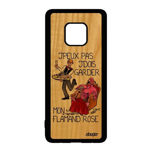Coque J'peux Pas J'dois Garder Mon Flamand Rose Huawei Mate 20 Pro Bois Silicone Antichoc Oiseau Bumper Humour Bande Dessinée Etui