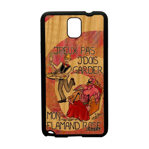 Coque En Bois Silicone Je Peux Pas J'dois Garder Mon Flamand Rose Samsung Galaxy Note 3 Texte Humour Animaux Bande Dessinée Cartoon