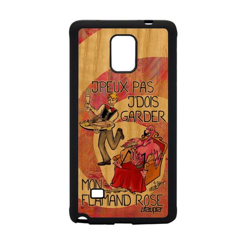 Coque Pour Samsung Galaxy Note 4 Bois Silicone Je Peux Pas J'dois Garder Mon Flamand Rose Paradis Jpeux Cartoon Humour Humoristique