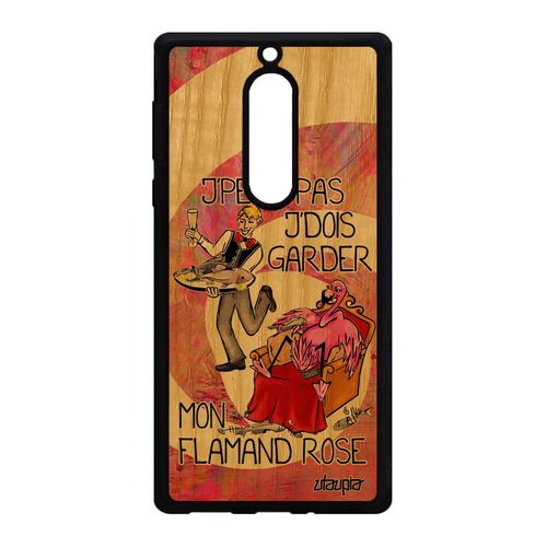 Coque En Bois Nokia 5 Silicone Je Peux Pas J'dois Garder Mon Flamand Rose Bande Dessinée Cartoon Animaux Humour Texte Mobile Souple