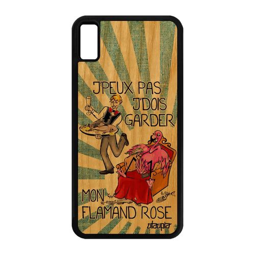 Coque Bois Iphone Xs Max Silicone Humour J'peux Pas J'dois Garder Mon Flamand Rose Bd Jpeux Unique Je Oiseau Cartoon Solide De