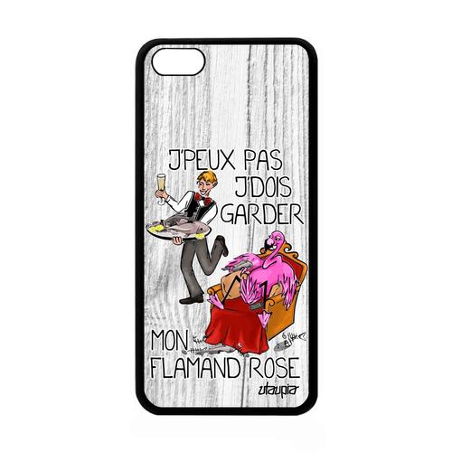 Coque Silicone Apple Iphone 5c J'peux Pas J'dois Garder Mon Flamand Rose Je Bande Dessinée Drole Housse Design Texte Cartoon Humour