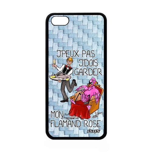 Coque Apple Iphone 5c Silicone J'peux Pas J'dois Garder Mon Flamand Rose Texte Portable Cover Rigide Antichoc Souple Comique Je Bd