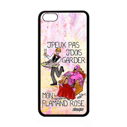Coque Pour Apple Iphone 5c En Silicone Humour J'peux Pas J'dois Garder Mon Flamand Rose Violet Aluminium Bumper Drole Dessin Cartoon