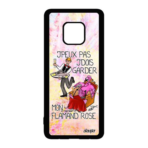 Coque Huawei Mate 20 Pro Silicone Humour J'peux Pas J'dois Garder Mon Flamand Rose Texte De Protection Mobile Violet Gel Oiseau Case
