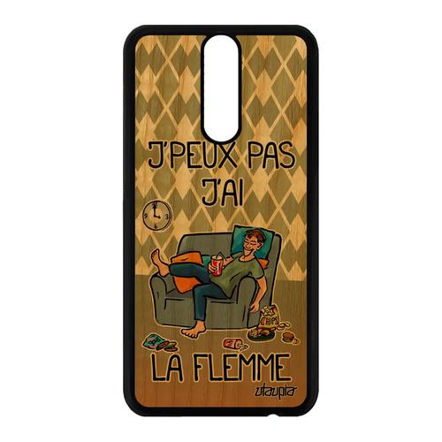 Coque Mate 10 Lite Bois Silicone J'peux Pas J'ai La Flemme Fatigué Faignant Jpeux Drole Texte Frêne Humour Je Etui Portable Huawei