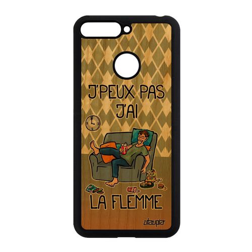Coque J'peux Pas J'ai La Flemme Pour Honor 7a Bois Silicone Jpeux Etui Texte Drole Vert Fatigué Bd Je Faignant Case Humoristique Gel
