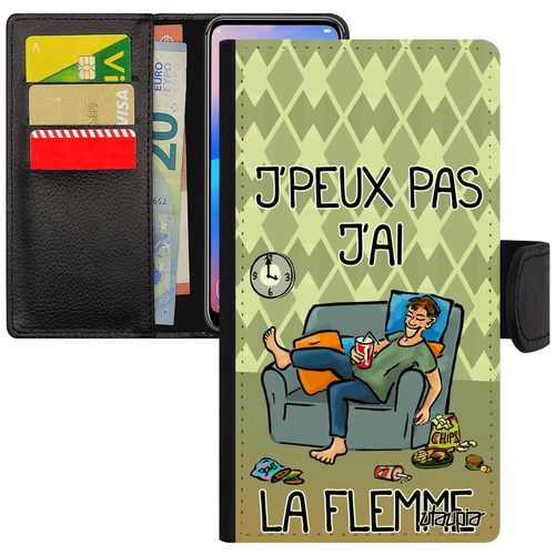 Coque Samsung Galaxy S6 Edge Portefeuille J'peux Pas J'ai La Flemme Bd Fatigué Humour Jpeux Comique Telephone Je Vert Etui Portable