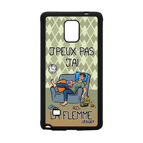 Coque Galaxy Note 4 Silicone J'peux Pas J'ai La Flemme Feignant Je Vert Jpeux Humour Comique Cover Telephone Drole Fatigué Samsung