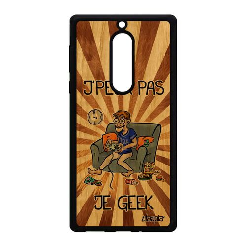 Coque Silicone J'peux Pas Je Geek Pour Nokia 5 En Bois Humour Drole Je Texte Bumper Antichoc Smartphone Gamer Play Jeux Video Marron