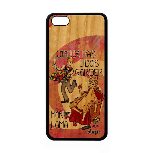 Coque Silicone Apple Iphone 5c En Bois J'peux Pas J'dois Garder Mon Lama Humoristique Drole Antichoc Texte Etui Je Jpeux Rigide Rose