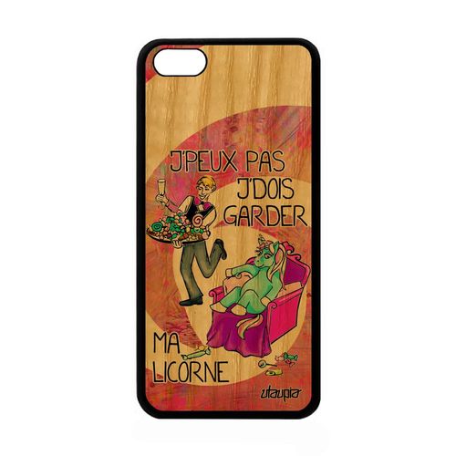 Coque Humour J'peux Pas J'dois Garder Ma Licorne Iphone 5c Bois Silicone Motif Humoristique Solide Texte De Protection 4g Rose Apple