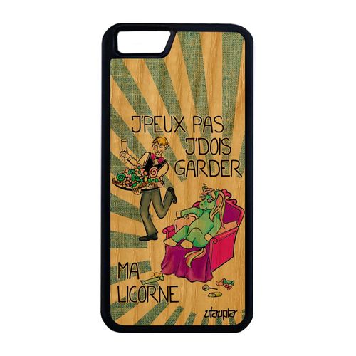 Coque Iphone 6 6s Plus En Bois Silicone J'peux Pas J'dois Garder Ma Licorne Poney Humour Je Souple Jpeux Noir Animal Design De