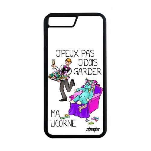 Coque Iphone 8 Plus Silicone Humour J'peux Pas J'dois Garder Ma Licorne Blanc Bande Dessinée Humoristique Mobile Texte Drole
