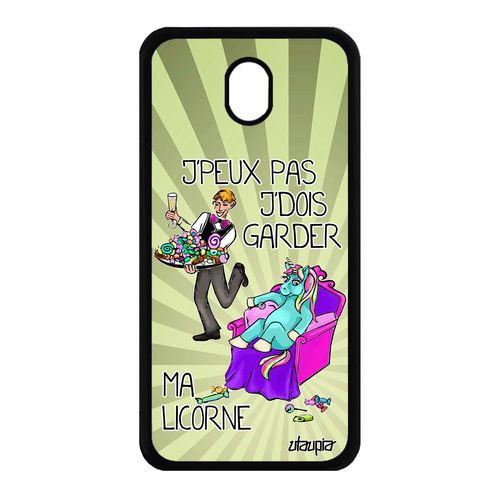 Coque Je Peux Pas J'dois Garder Ma Licorne Galaxy J7 2017 Pro Silicone Cartoon Housse Vert Animal Mobile Poney Jpeux Drole Samsung