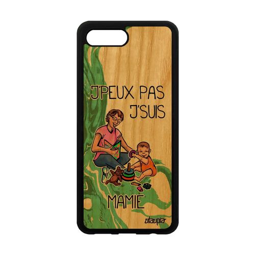Coque Silicone Pour Honor 10 Bois Jpeux Pas J'suis Mamie Portable Humour Bebe Mobile Grand Mere Je Texte Comique Drole Famille Vert