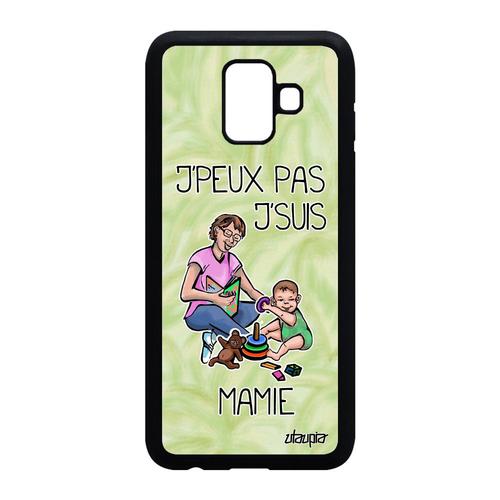 Coque Silicone Pour A6 2018 J'peux Pas J'suis Mamie Vert Comique Texte Mamy Naissance Fille Telephone Jpeux Mobile De Samsung Galaxy