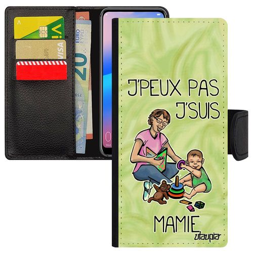 Coque Galaxy A6 Plus 2018 Portefeuille Porte Cartes J'peux Pas J'suis Mamie Housse Comique Naissance Fille Dessin Leather De Samsung