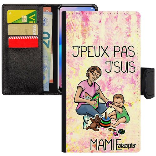 Coque J'peux Pas J'suis Mamie Rabat Pour Iphone 7 Plus Cuir Porte Cartes Housse Jpeux Texte Grand Mere Je Dessin Mamy 4g Drole