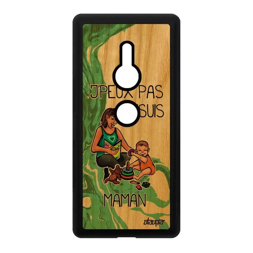 Coque Silicone Humour J'peux Pas J'suis Maman Sony Xperia Xz2 Bois H8296 Souple Vert Texte Telephone Bebe Cover Famille Comique Mere