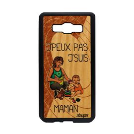 Coque Samsung Galaxy A5 2015 En Bois Silicone J'peux Pas J'suis Maman Bd Drole Humour Parent Bumper Housse Je Marron Texte Jpeux De
