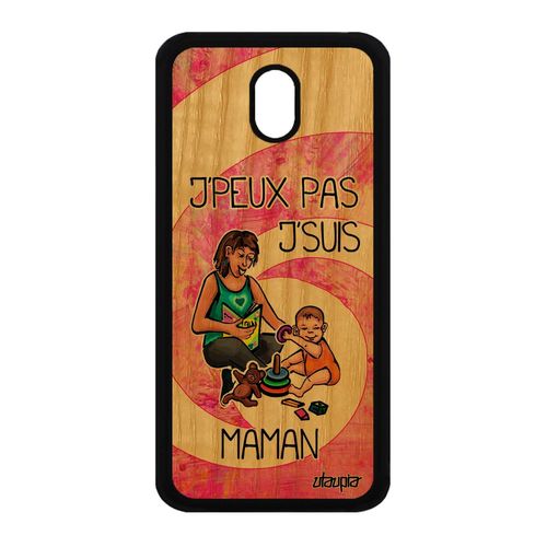Coque Bois Pour Samsung Galaxy J3 2017 Silicone J'peux Pas J'suis Maman Rose Humoristique Mere Bande Dessinée Parent Drole Je Jpeux