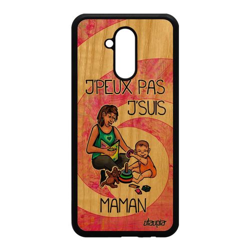 Coque Bois Pour Huawei Mate 20 Lite Silicone J'peux Pas J'suis Maman Je Pas Cher Humoristique Naissance Garcon Etui Parent Mere Rose
