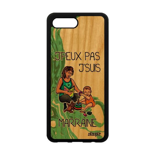 Coque Honor 10 Bois Silicone J'peux Pas J'suis Marraine Vert De Protection Smartphone Texte Drole Humour Case Bebe Je Jpeux Design