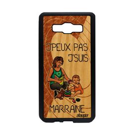 Coque Silicone Humour J'peux Pas J'suis Marraine Samsung Galaxy A5 2015 En Bois Case Enfant Je Unique Sm-A500fu De Protection Marron