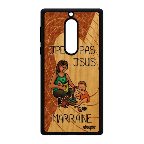 Coque Humour J'peux Pas J'suis Marraine Pour Nokia 5 Bois Silicone Portable Bd Housse Marron Je Humoristique Drole Rigide Jpeux De