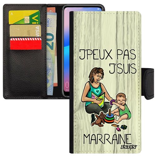 Coque Galaxy A6 Plus 2018 Rabat Humour J'peux Pas J'suis Marraine Housse Drole Je Jpeux Humoristique Portable Aimantée Gris Samsung