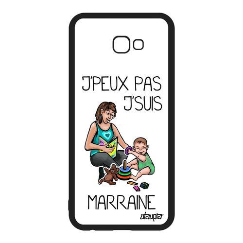 Coque Silicone Samsung Galaxy J4 Plus 2018 J'peux Pas J'suis Marraine Caoutchouc Blanc Je Telephone Humour Metal Bande Dessinée 4g