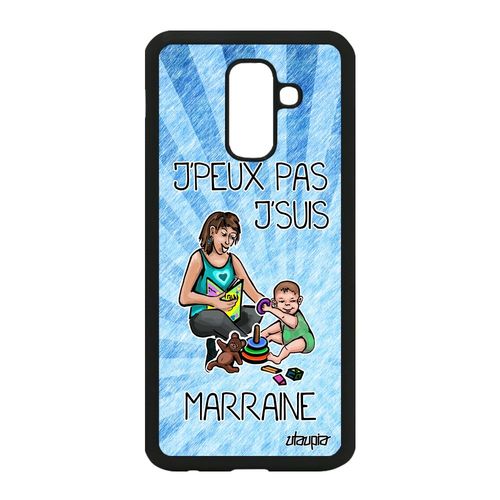 Coque Galaxy A6 Plus 2018 Silicone J'peux Pas J'suis Marraine Bd Humour Antichoc Noir Humoristique Je Smartphone Bleu Jpeux Samsung