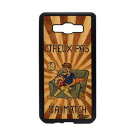 Coque Antichoc Pour Samsung Galaxy A5 2015 En Vrai Bois Silicone J'peux Pas J'ai Match Je Handball Unique Foot Coupe D'europe Marron