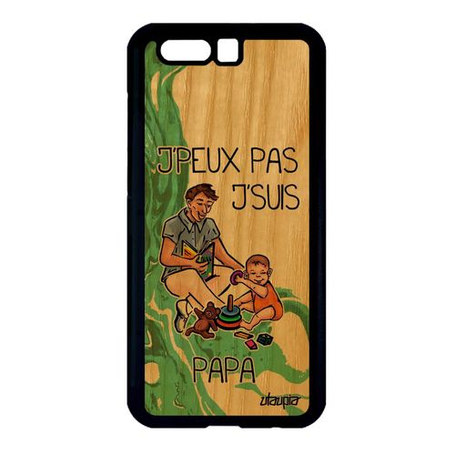 Coque Bois Silicone Pour Honor 9 J'peux Pas J'suis Papa Etui Drole Je Rigide Tpu Père Dessin Texte Comique Humour Bebe Vert Jpeux De