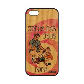 Coque En Bois Jpeux Pas J'suis Papa Apple Iphone 5 5s Se Et Silicone 128 Go Je Humoristique Bande Dessinée De Protection Père Rose