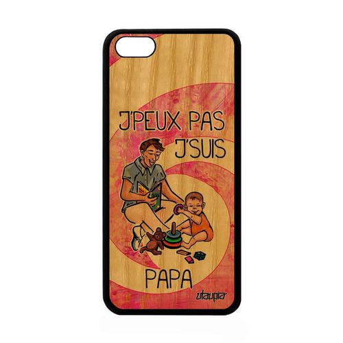 Coque Pour Apple Iphone 5c Bois Silicone Jpeux Pas J'suis Papa Rose Naissance Garcon Drole Père De Protection Etui Humour Je Texte