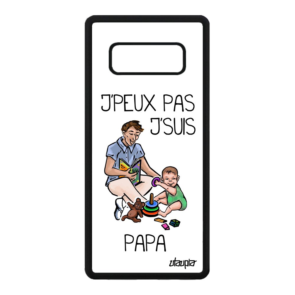 Coque Silicone Pour Samsung Galaxy Note 8 J'peux Pas J'suis Papa Dessin Bande Dessinée Jpeux Housse Humour De Protection Bebe Blanc