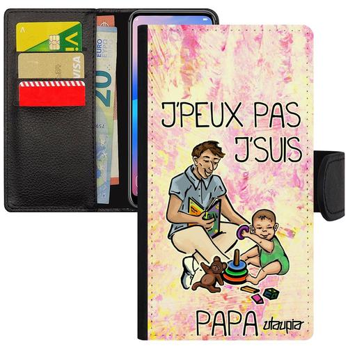 Coque Samsung Galaxy S7 Rabat Silicone J'peux Pas J'suis Papa Dessin Je Etui Père Enfant Smartphone Humour Drole Jpeux Violet Texte